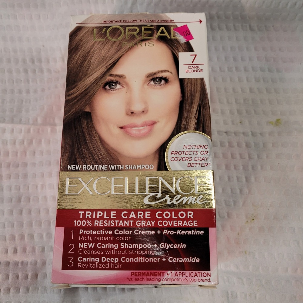 L'Oreal Paris Excellence Creme Permanent Hair Color 7 Dark Blonde Gray Coverage